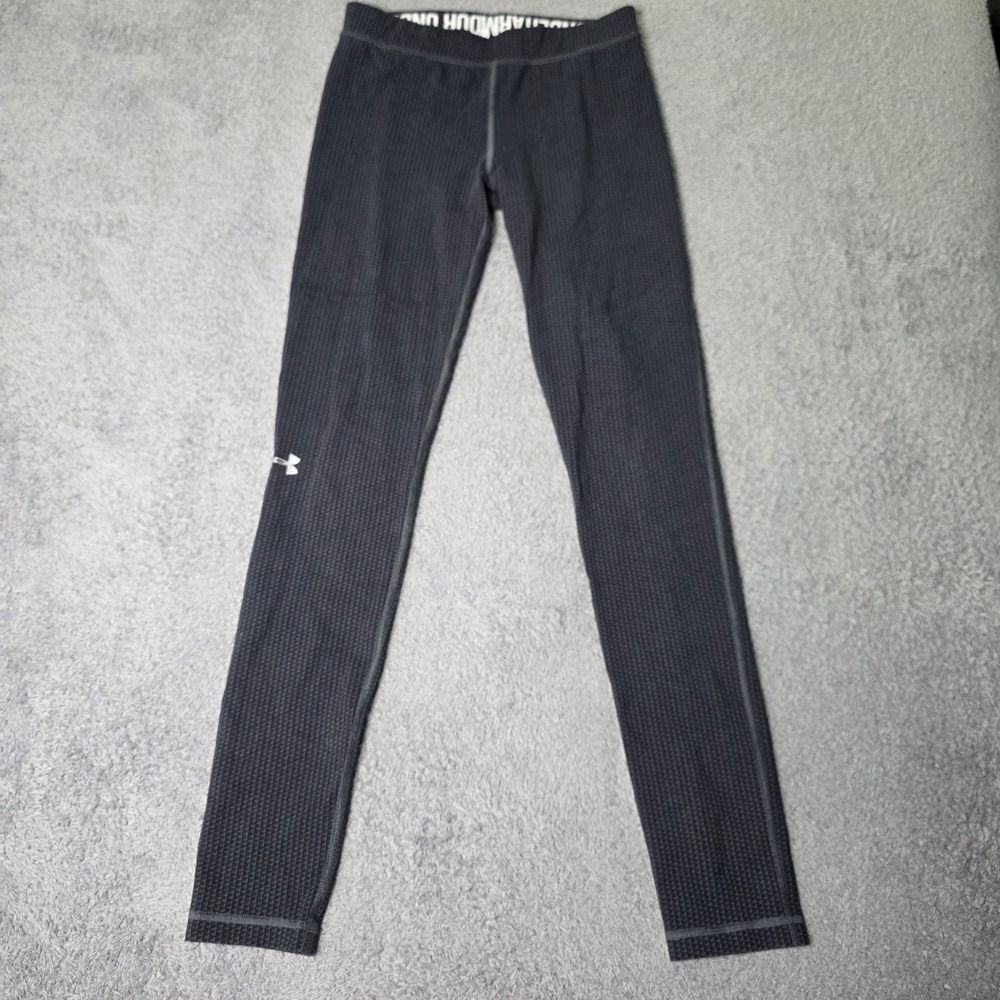 Under Armour Womens M Leggings Gray Waffle Knit Athletic Base Layer 1280988